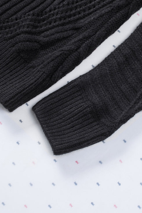 Strapped Cut Out Shoulder Turtleneck Sweater